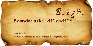 Brandeiszki Árpád névjegykártya